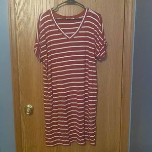 Burgundy and off white dress
